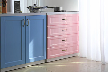 Bright modern kitchen furniture in interior