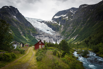 Fototapeta na wymiar Bøyabreen glacier in the Fjærland area in Sogndal Municipality in Sogn og Fjordane county, Norway.