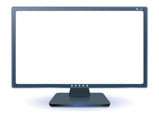 Computer monitors with empty white screen isolated on white background