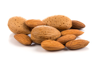 Almonds on a white background