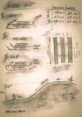 Fototapeta premium Sepia handmade diagram of testing procedure sledge