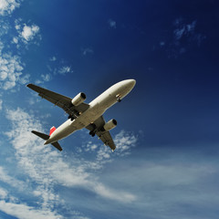 Fototapeta na wymiar landing of an airplane in international airport