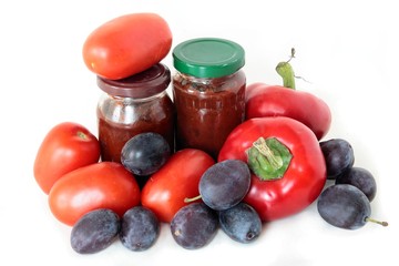 pepper,tomato and plums for cooking spicy sauce