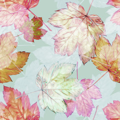 Fototapeta na wymiar Autumn seamless pattern. Watercolor hand painted illustration.