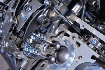 Fototapeta na wymiar Close Up of Shiny High Tech Automobile Engine