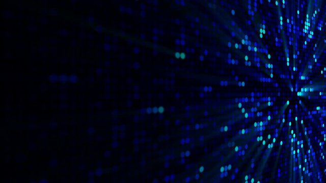 Blue glowing circle pixels on LED screen. Computer generated seamless loop abstract motion background 4k UHD (3840x2160)
