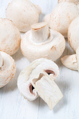 Fresh raw champignon mushrooms