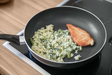 Delicious meal in the frying pen