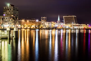Foto op Plexiglas Port of Kiel at night © Michael