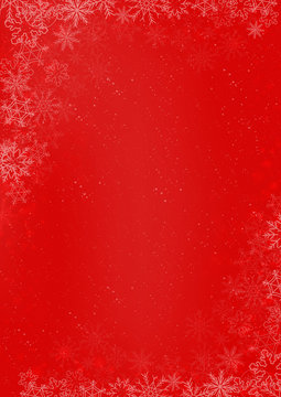 Winter Christmas red paper background with snowflake border