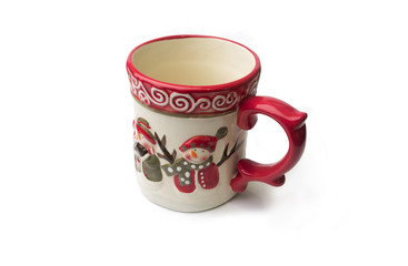 Festive Christmas mug on pure white background