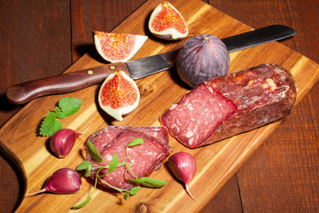 Fresh food on the wooden board