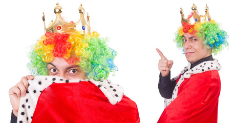 Businessman with crown isolated on white