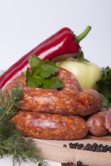 Raw homemade sausages with vegetable