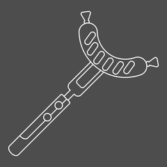 sausage on fork lines white