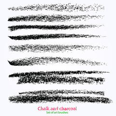 Fototapeta premium Set of vector grunge brushes different thickness and stiffness, brushstroke created with chalk and charcoal. Expressive grunge template. A high resolution. Saved in the palette