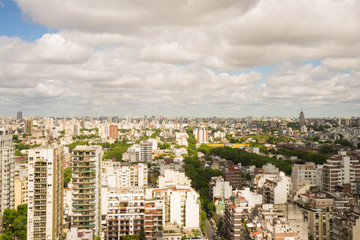 View of the skyline of Buenos Aires on a cloudy day 