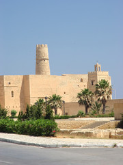 Stone fortress (ribat) with a tower and a mosque in the city of Monastir