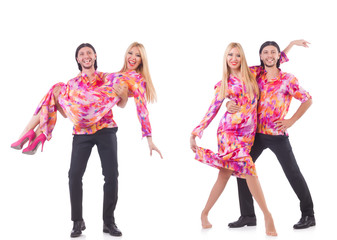 Pair dancing isolated on the white