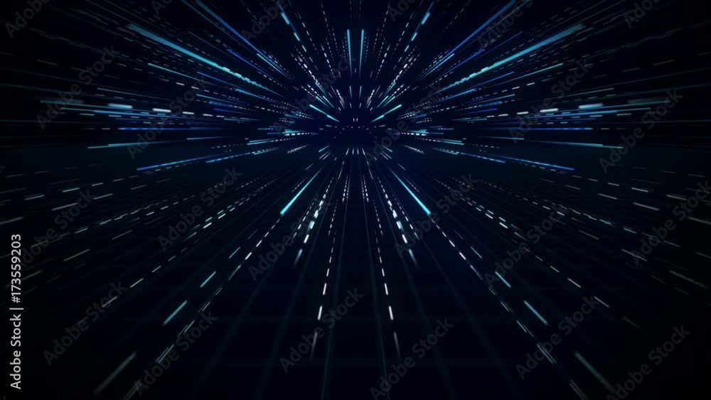 Poster blue radial light rays motion blurred. computer generated abstract seamless loop animation 4k (4096x