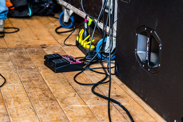 Music equipment on stage 