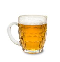 A glass of beer on white