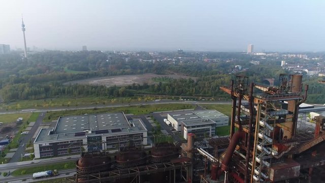 Aerial View old Industrial historic area around Dortmund 