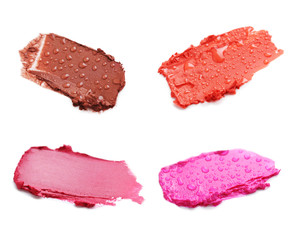 Collage of lipsticks on a white background