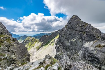 Tatra mountains panorama from Orla Perc, Poland landscape,