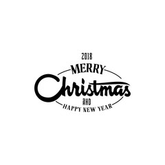Merry Christmas, xmas badge with handwritten lettering, Lettering design card template Creative typography for Holiday Greeting Gift Poster