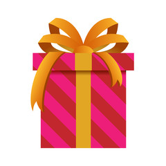 Christmas Gift Box with Red Wrapping Isolated