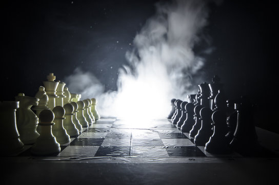 Premium Photo  Chess with smoke business idea concepts 3d background