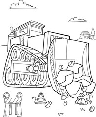 Bulldozer Construction Vector Illustration Art