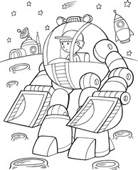 Construction Robot Vector Illustration Art