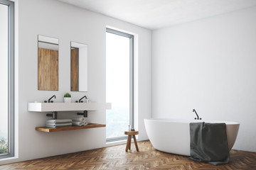 White bathroom, white tub, corner © ImageFlow
