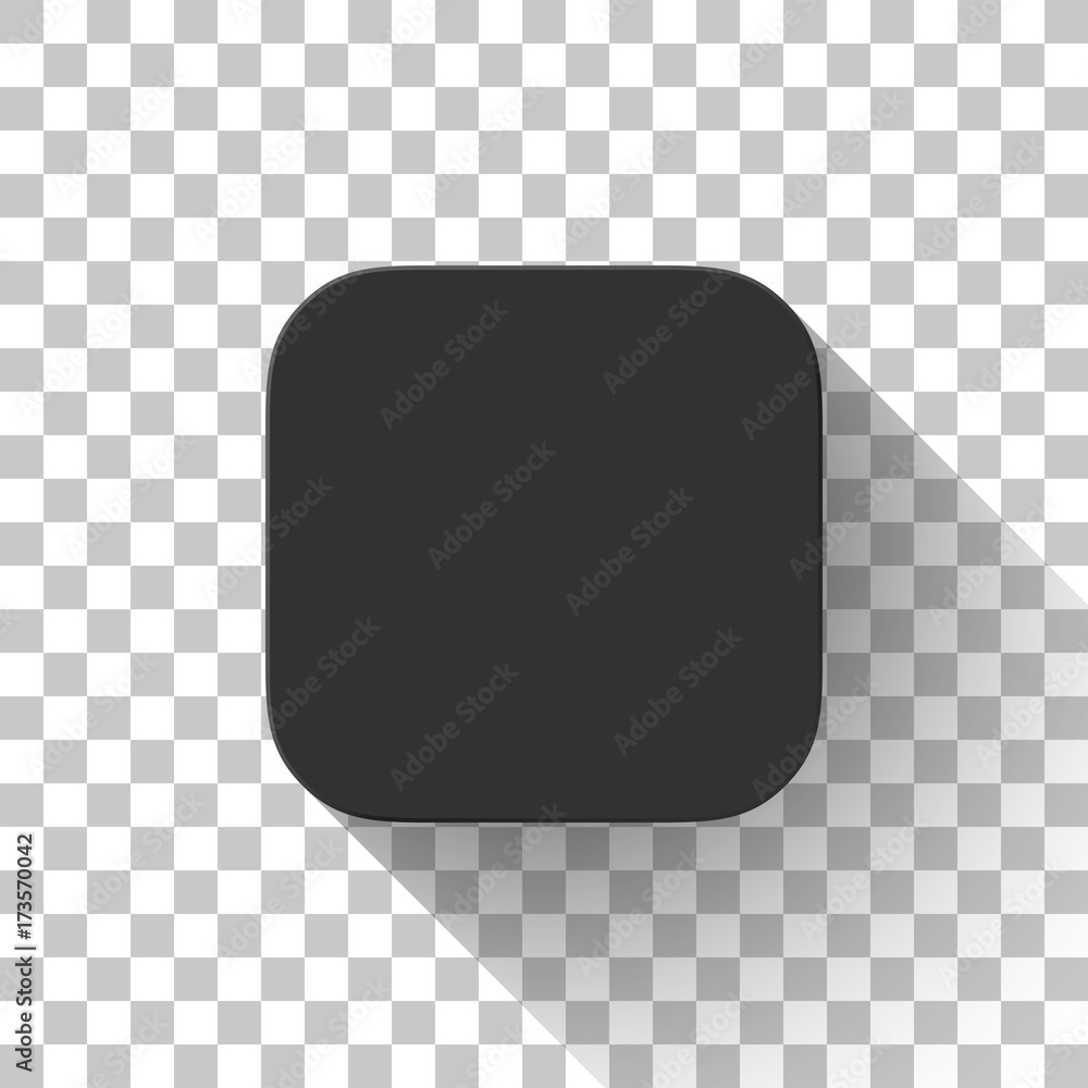 Aufkleber black icon, blank button template, mock-up with flat designed shadow and transparent background for 