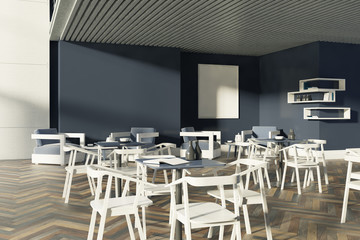 Gray cafe with a poster