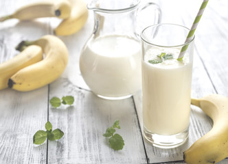 Glass of banana milk shake