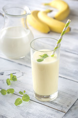 Glass of banana milk shake