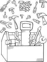 Printed kitchen splashbacks Cartoon draw Tool Set Construction Vector Illustration Art