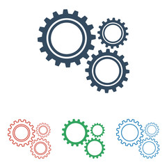 Set of gear icons - simple flat design isolated on white background, vector