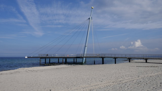 Sea bridge "Hohwachter Flunder" in Hohwacht, Baltic Sea, Schleswig-Holstein
