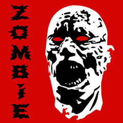 Angry zombie screams head. Vector illustration.