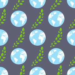 Globe earth geography element seamless pattern planet map education symbol vector illustration.