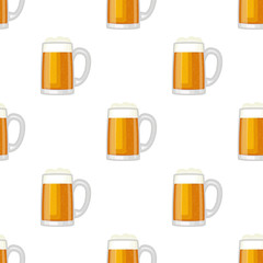 Beer cup glass mug vector seamless pattern background