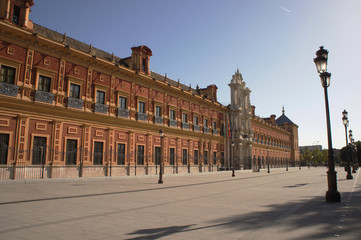 Fototapeta na wymiar Facade of the Palace of San Telmo (Palacio de San Telmo) in Sevilla, Spain