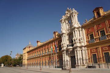 Obraz premium Facade of the Palace of San Telmo (Palacio de San Telmo) in Sevilla, Spain