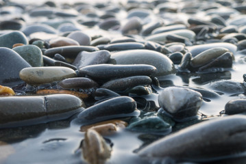 sea pebbles at high tide