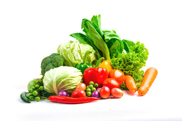 collection vegetables isolated white background
