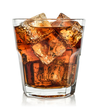 Glass of cola drink with ice
